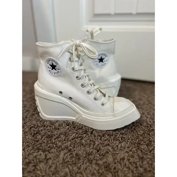 Converse Run Star Motion High Top Egret Platform Wedge Canvas Sneakers 7.5 - Picture 3 of 9